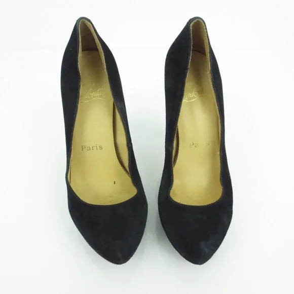 Christian Louboutin BIANCA 120 Black Suede Leather Platform Heels Pumps Shoes 37 - Picture 3 of 5